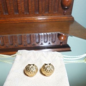 14k Yellow Gold Diamond Etched Earrings
